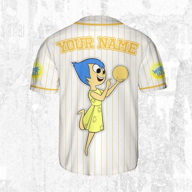 Customizable Inside Out Joy Baseball Jersey For Kids/Youth/Adults - Perfect Personalized Gift! - Image 5