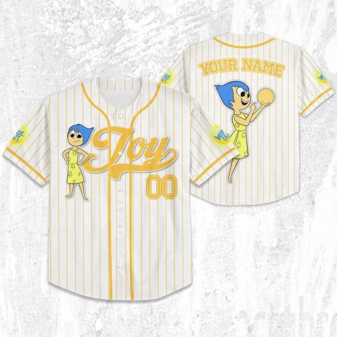 Customizable Inside Out Joy Baseball Jersey For Kids/Youth/Adults - Perfect Personalized Gift! - Image 3