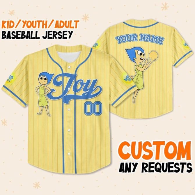 Customizable Joy Baseball Jersey For Kids, Youth & Adults - Add Your Name!