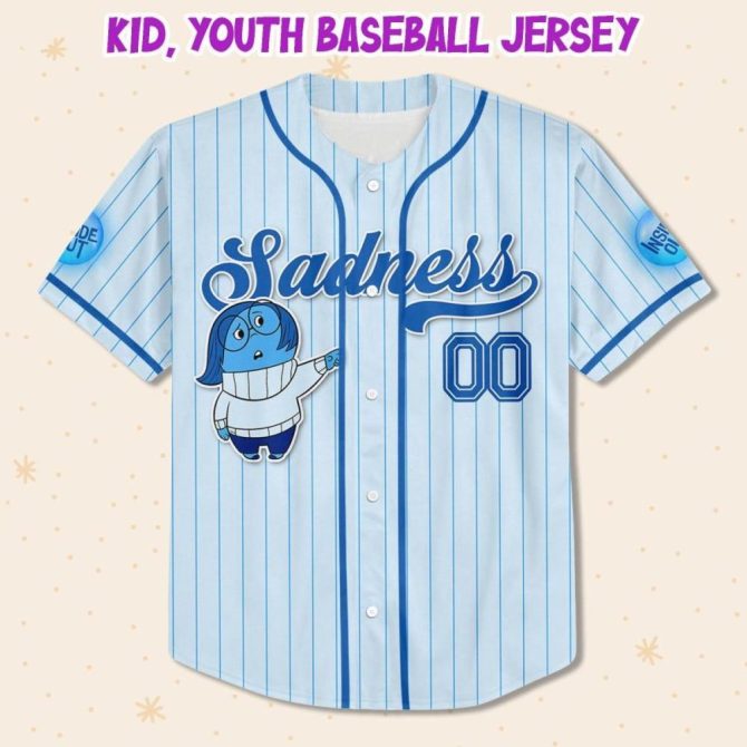 Custom Sadness Baseball Jersey For Kids/Youth/Adults - Personalize With Your Name! - Image 3