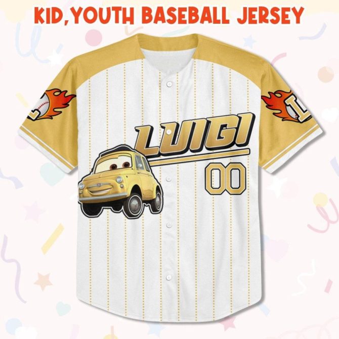 Customizable Kids/Adult Baseball Jersey With Fun Car Design - Personalize Name & Number! - Image 3