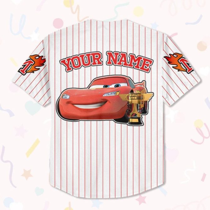 Custom Lightning Mcqueen Baseball Jersey - Kids, Youth, Adult Sizes - Personalized Sportswear Gift - Image 4