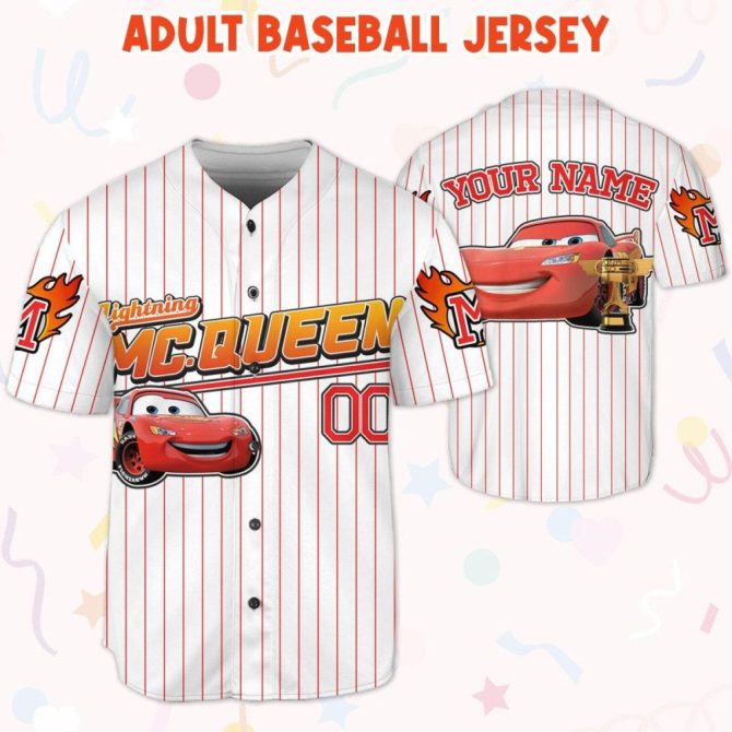 Custom Lightning Mcqueen Baseball Jersey - Kids, Youth, Adult Sizes - Personalized Sportswear Gift - Image 6
