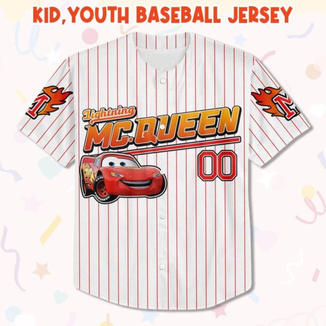 Custom Lightning Mcqueen Baseball Jersey - Kids, Youth, Adult Sizes - Personalized Sportswear Gift - Image 3