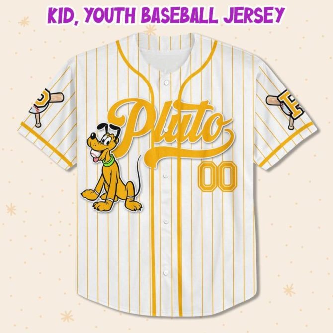 Custom Pluto Baseball Jersey - Personalized Kids/Youth/Adult Sizes - Fun Cartoon Design - Image 3