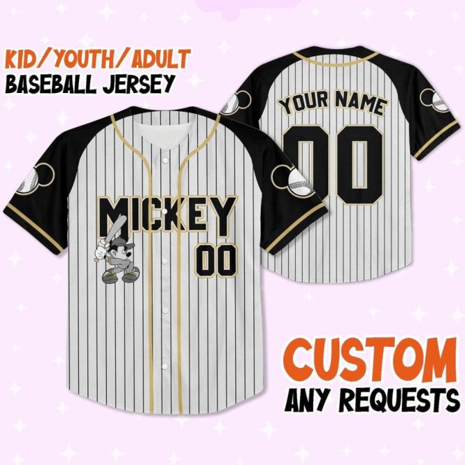 Customizable Mickey Baseball Jersey For Kids/Youth/Adults - Personalized Name & Number - Image 2