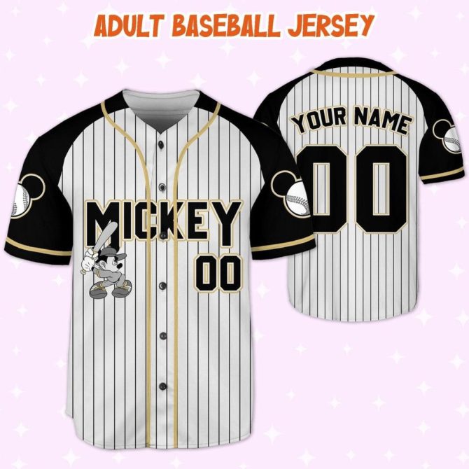 Customizable Mickey Baseball Jersey For Kids/Youth/Adults - Personalized Name & Number - Image 6