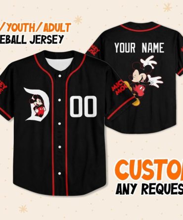 Customizable Kids/Adult Mickey Mouse Baseball Jersey - Personalize Your Name & Number!