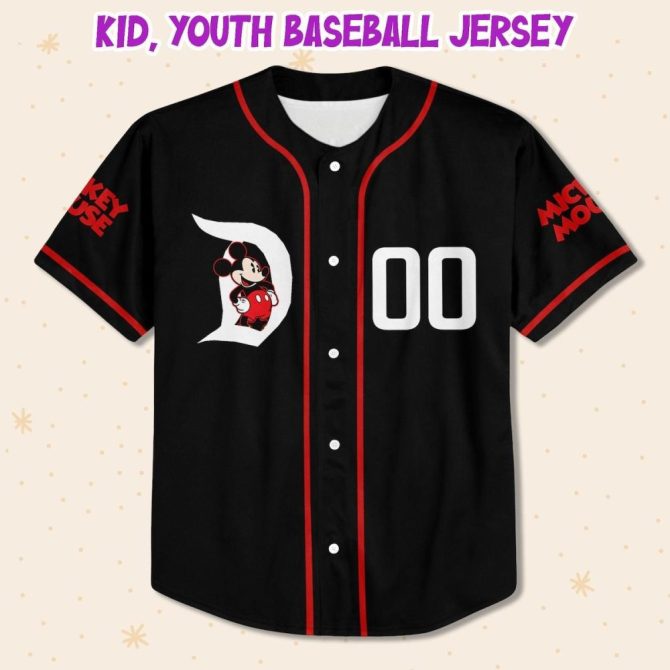 Customizable Kids/Adult Mickey Mouse Baseball Jersey - Personalize Your Name & Number! - Image 3
