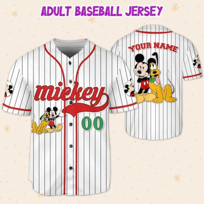 Custom Mickey Mouse Baseball Jersey For Kids/Youth/Adults – Personalized Sportswear - Image 6