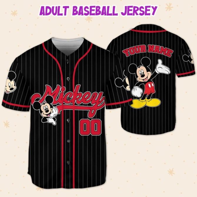 Customizable Mickey Mouse Baseball Jersey - Kids/Youth/Adult - Personalize Your Name! - Image 6