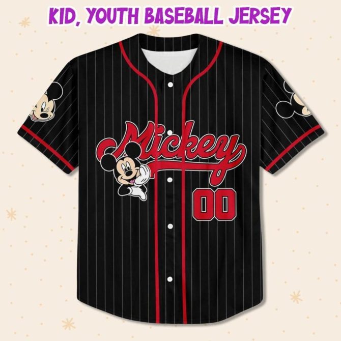 Customizable Mickey Mouse Baseball Jersey - Kids/Youth/Adult - Personalize Your Name! - Image 3