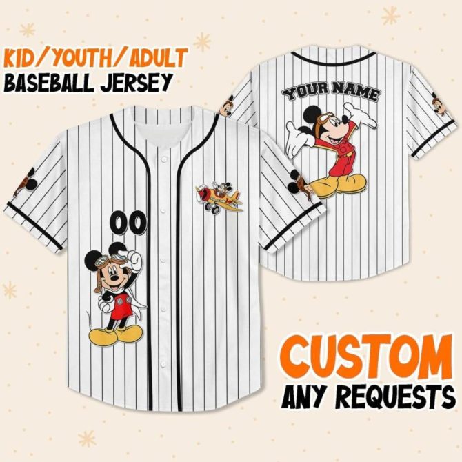 Custom Disney Baseball Jersey For Kids/Youth/Adults – Personalized Name & Design!