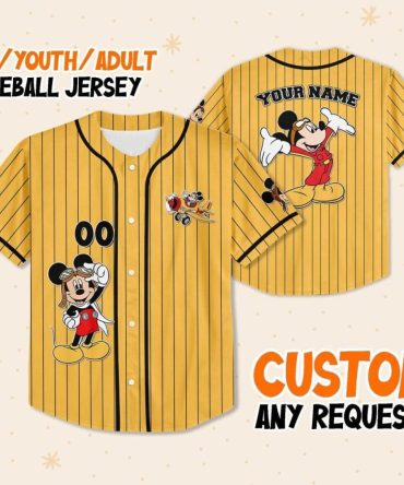 Customizable Mickey Baseball Jersey For Kids/Youth/Adults - Perfect Gift!