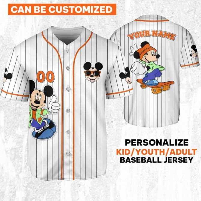 Customizable Mickey Baseball Jersey - Kids/Youth/Adults - Add Your Name!