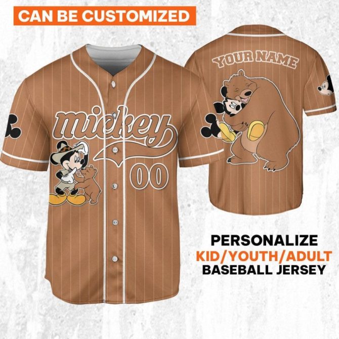 Personalized Mickey Baseball Jersey - Custom Name & Size For Kids/Youth/Adults