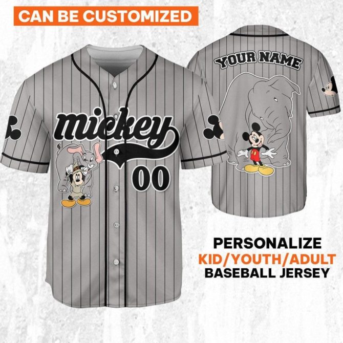 Customizable Mickey Baseball Jersey - Personalized For Kids/Adults - Add Your Name!