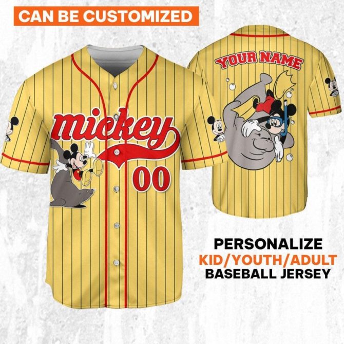 Customizable Mickey Baseball Jersey For Kids & Adults - Personalize With Your Name! - Image 2