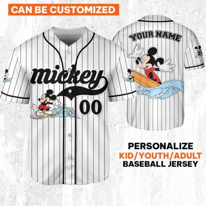 Customizable Mickey Baseball Jersey For Kids/Youth/Adults – Personalized Sports Apparel