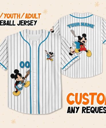 Customizable Kids/Youth/Adult Mickey Baseball Jersey - Add Your Name!