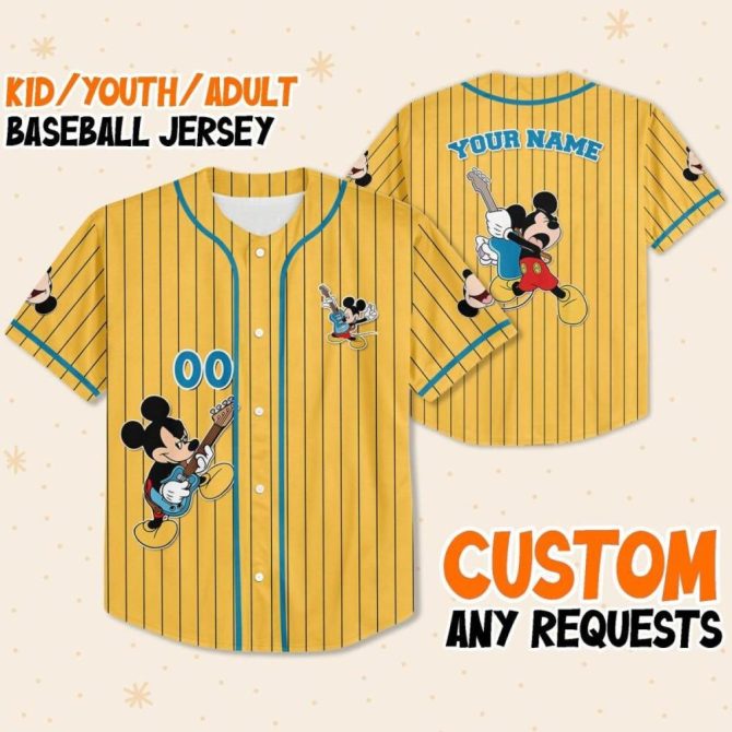 Customizable Mickey Baseball Jersey For Kids/Youth/Adults – Personalize Your Style!