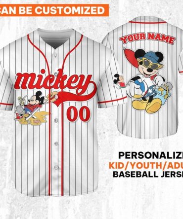 Customizable Mickey Baseball Jersey – Kids/Youth/Adults – Add Your Name!