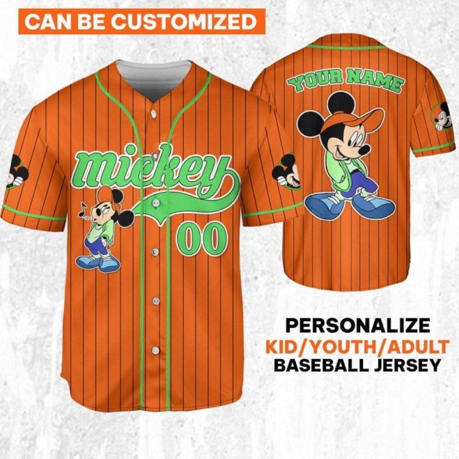 Customizable Mickey Baseball Jersey For Kids/Adults – Add Your Name! - Image 2