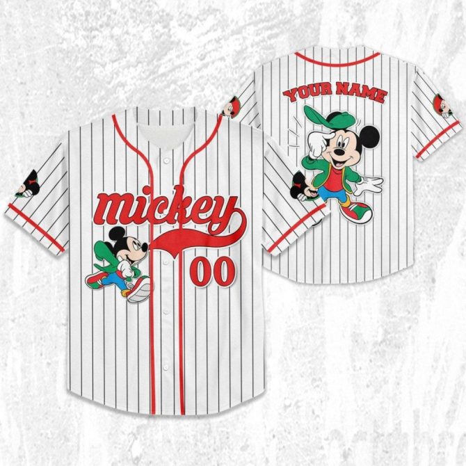 Customizable Mickey Baseball Jersey For Kids/Youth/Adults – Add Your Name! - Image 3
