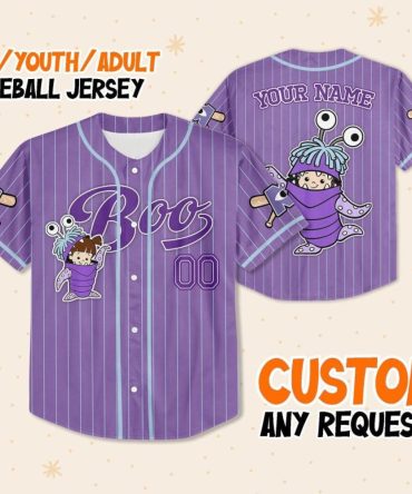 Custom Kids/Youth/Adult Baseball Jersey - Personalized Purple Boo Design