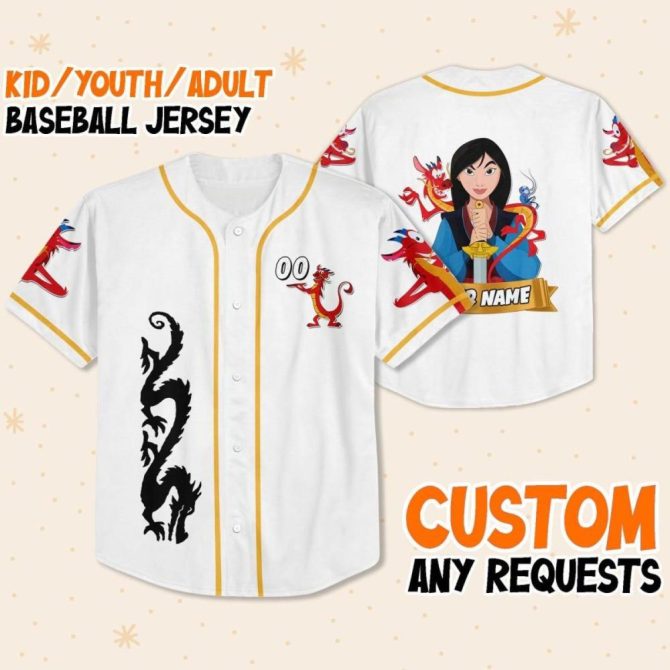 Customizable Kids/Youth/Adult Dragon Baseball Jersey - Unique Design, Any Name Request!