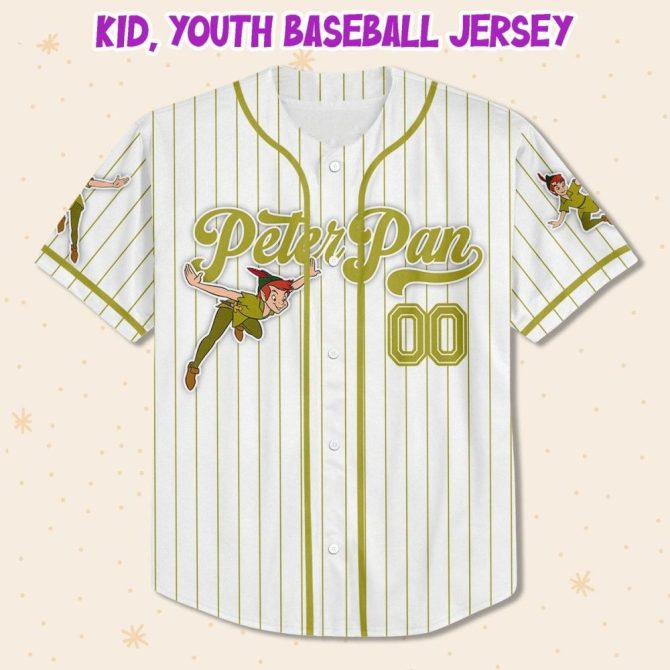 Custom Peter Pan Baseball Jersey - Kid/Youth/Adult Sizes - Personalize With Your Name! - Image 3