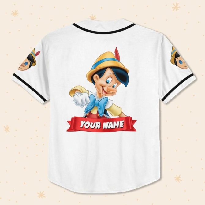 Customizable Pinocchio Baseball Jersey For Kids/Youth/Adults – Personalize With Your Name! - Image 4