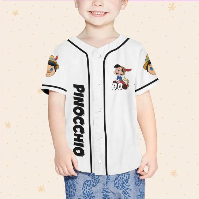 Customizable Pinocchio Baseball Jersey For Kids/Youth/Adults – Personalize With Your Name! - Image 5