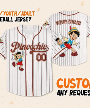 Custom Pinocchio Baseball Jersey - Personalized For Kids, Youth, Adults - Unique Gift!