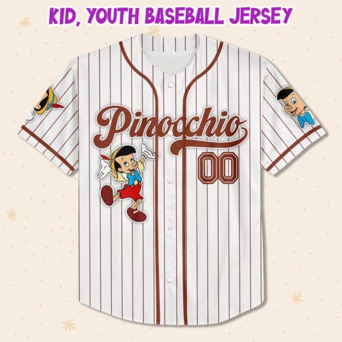 Custom Pinocchio Baseball Jersey - Personalized For Kids, Youth, Adults - Unique Gift! - Image 3
