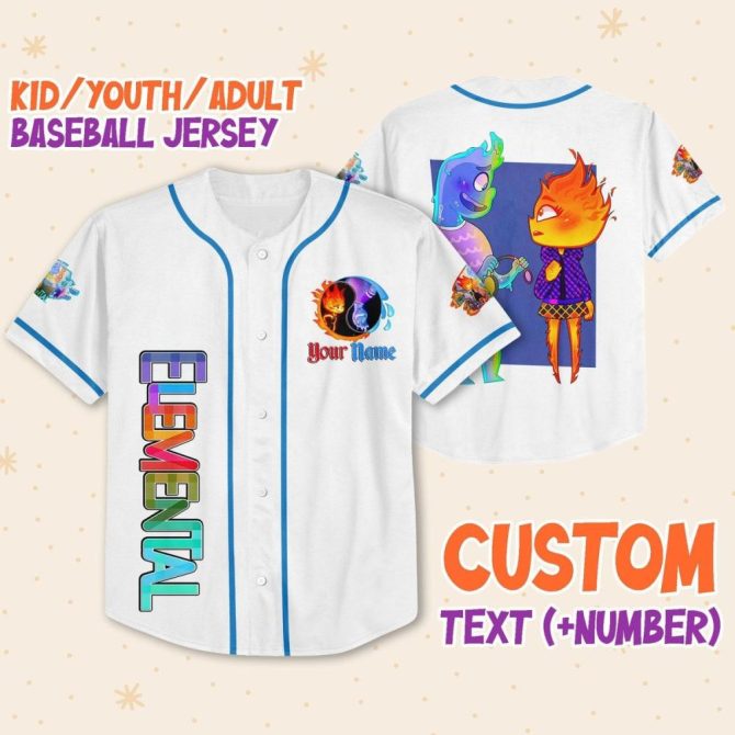 Customizable Kid/Youth/Adult Elemental Baseball Jersey - Add Your Name & Number! - Image 2