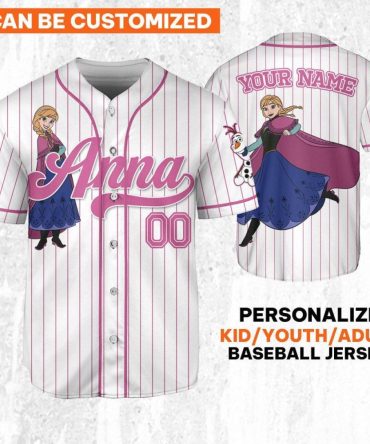 Customizable Kids/Adult Baseball Jersey – Add Your Name – Frozen Inspired Design