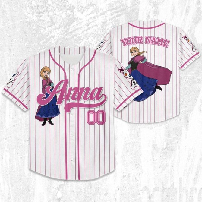 Customizable Kids/Adult Baseball Jersey – Add Your Name – Frozen Inspired Design - Image 3