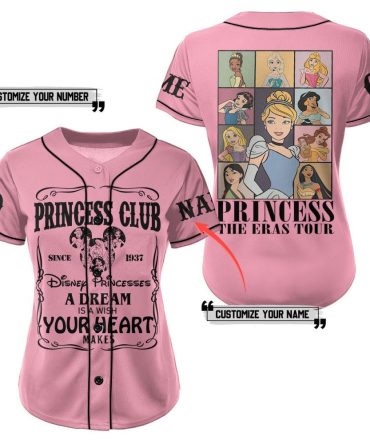Custom Disney Princess Baseball Jersey - Personalize Name & Number - Perfect Gift For Fans