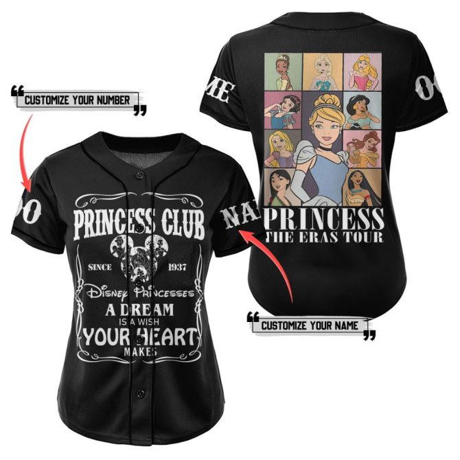 Custom Disney Princess Baseball Jersey - Personalize Name & Number - Perfect Gift For Fans - Image 2