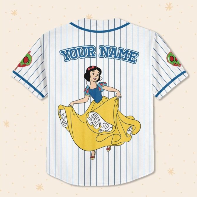Custom Snow White Baseball Jersey For Kids/Youth/Adults - Personalized Name & Number - Image 4