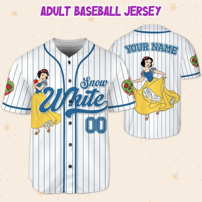 Custom Snow White Baseball Jersey For Kids/Youth/Adults - Personalized Name & Number - Image 6