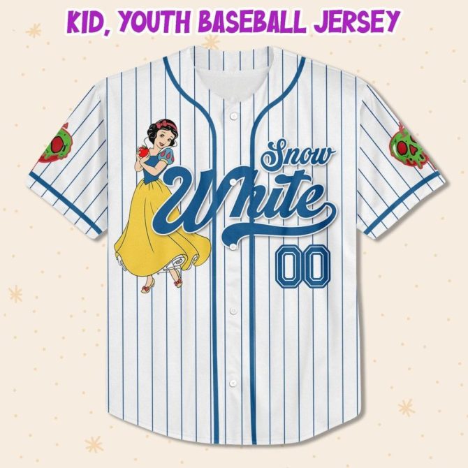 Custom Snow White Baseball Jersey For Kids/Youth/Adults - Personalized Name & Number - Image 3