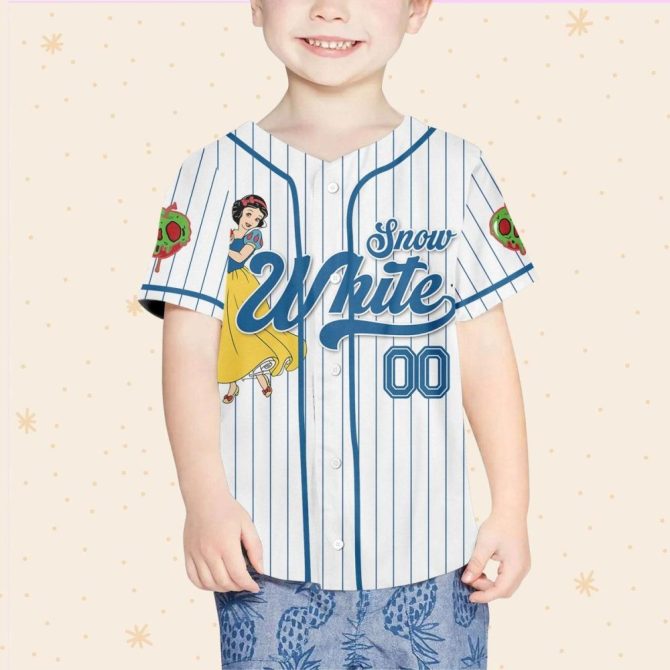 Custom Snow White Baseball Jersey For Kids/Youth/Adults - Personalized Name & Number - Image 5