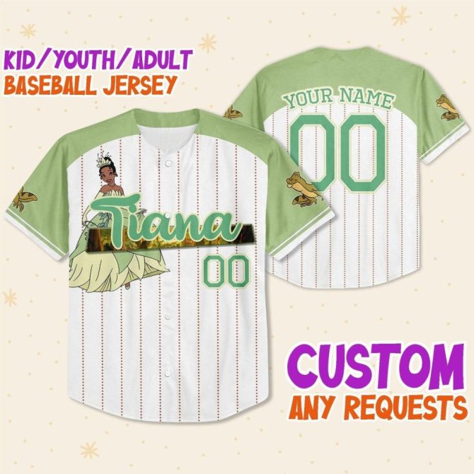 Custom Tiana Baseball Jersey - Kids/Youth/Adult Sizes - Personalize Your Name & Number
