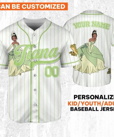 Customizable Princess Tiana Baseball Jersey For Kids/Youth/Adults – Personalize Your Name!
