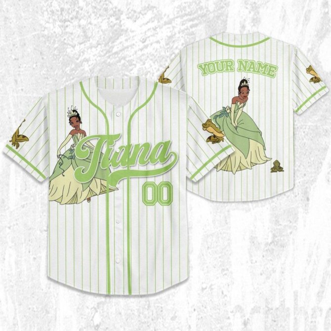 Customizable Princess Tiana Baseball Jersey For Kids/Youth/Adults – Personalize Your Name! - Image 3