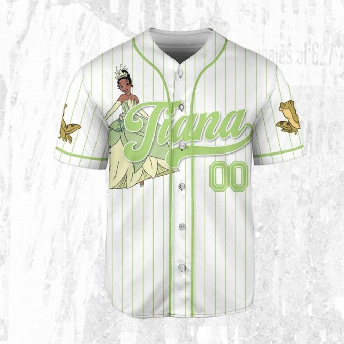 Customizable Princess Tiana Baseball Jersey For Kids/Youth/Adults – Personalize Your Name! - Image 4