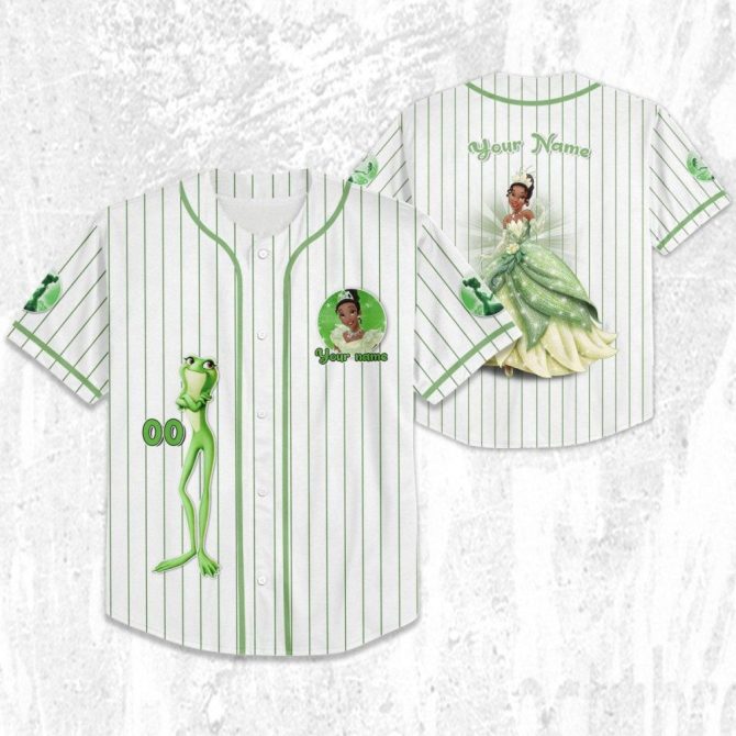 Customizable Princess & Frog Baseball Jersey For Kids/Youth/Adults - Personalize With Your Name! - Image 3