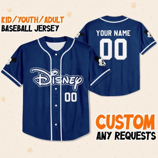 Custom Disney Baseball Jersey For Kids/Youth/Adult – Personalize Your Name & Number! - Image 2